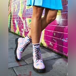 Dr. Martens Pink Multicolor Combat Boots
